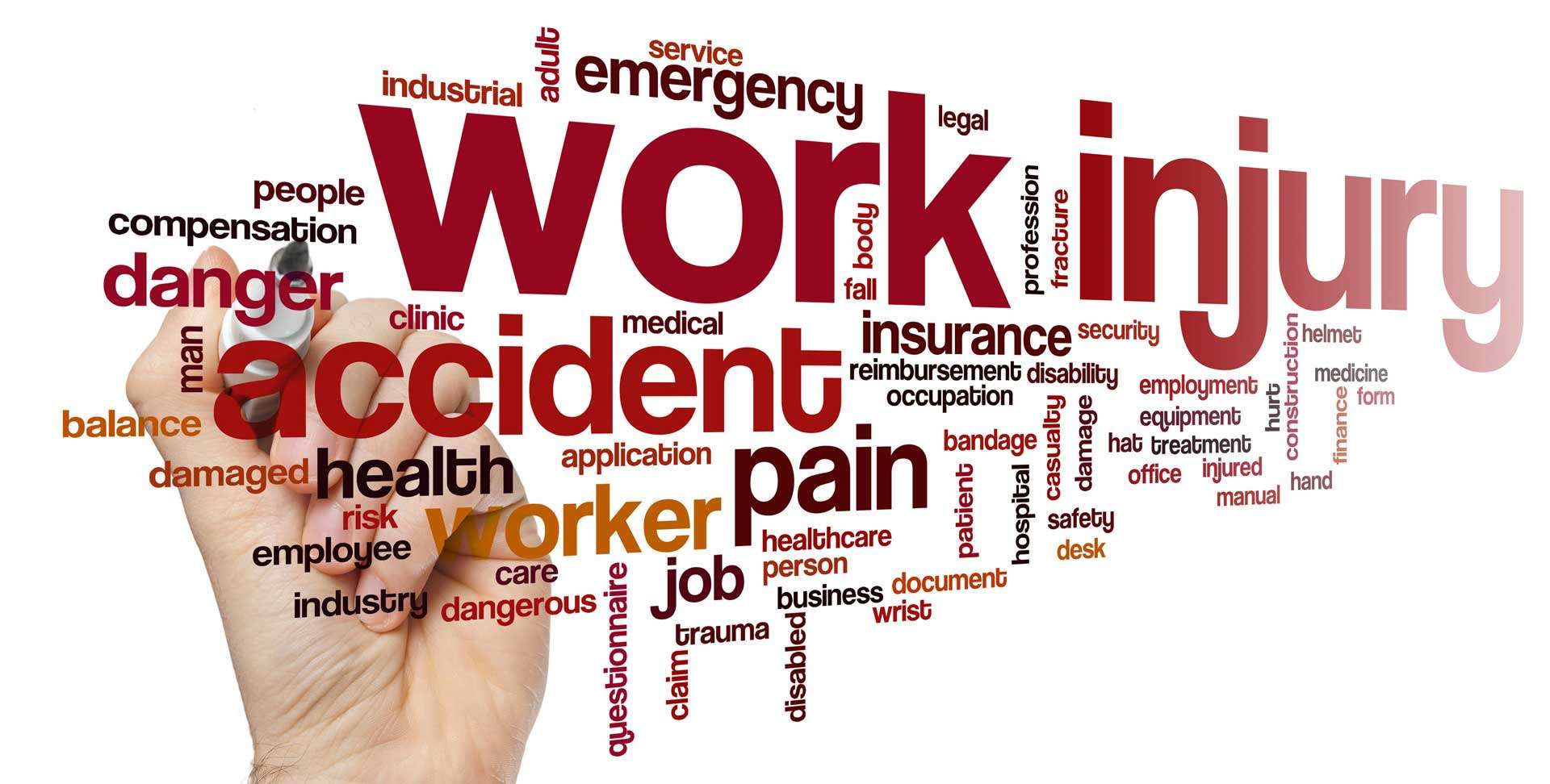 A human hand writing words associated with Compensable Referrals for psychological and physical injuries from work injuries and motor vehicle accidents specialising in pain and anxiety management