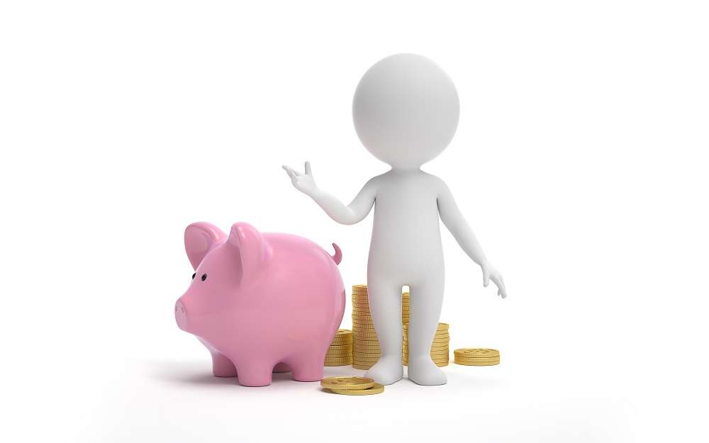 Person with a Pink Pig and Money