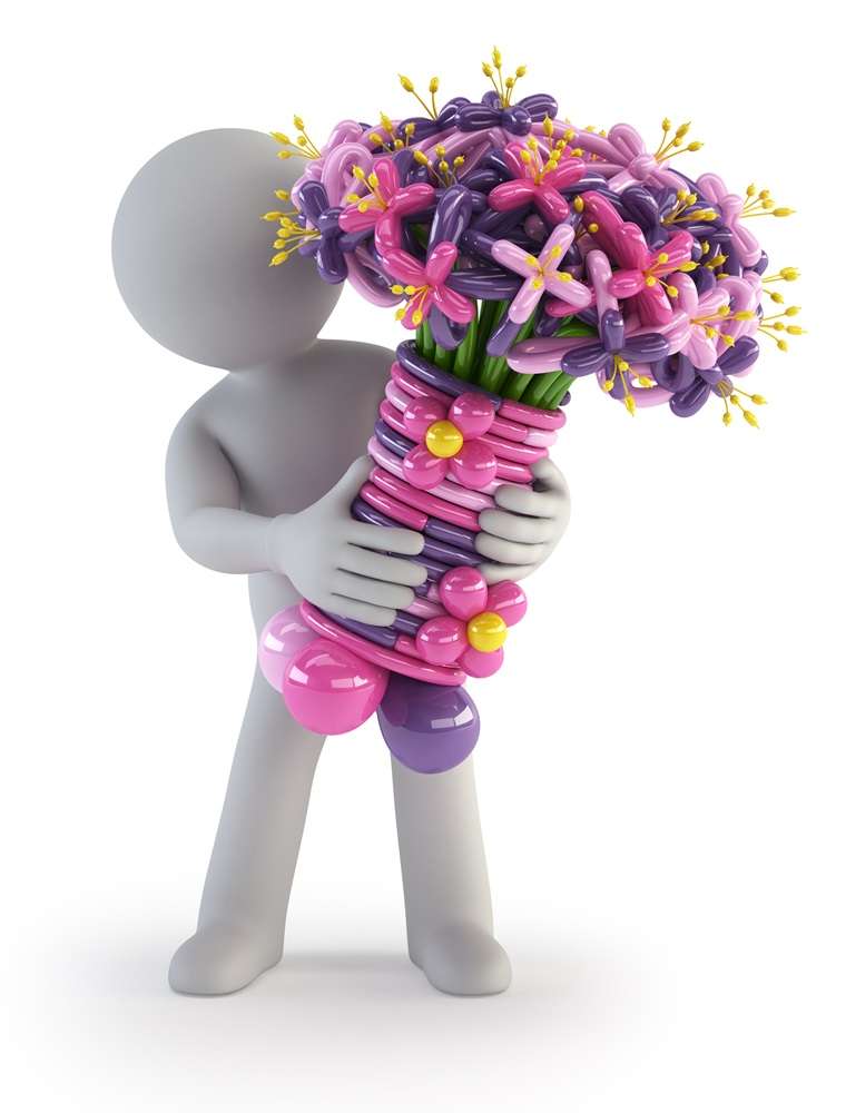 A person holding flowers