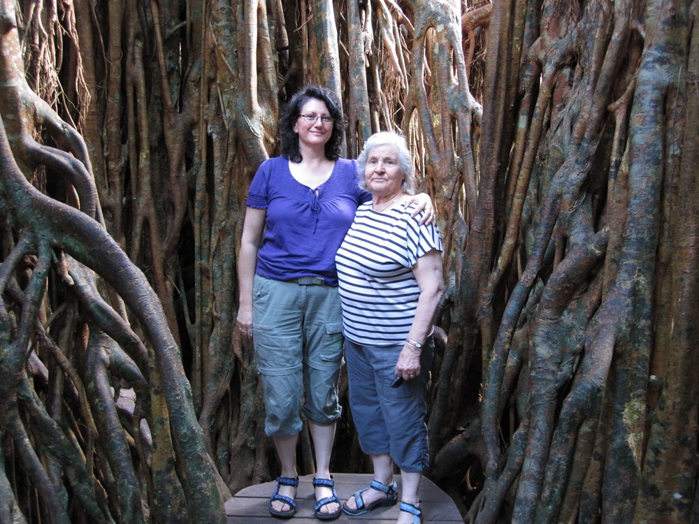 Maria and her mother in Queensland in the middle of a tree