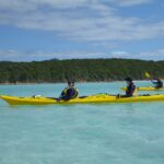 Maria and another person in a double yellow kayak in the Whitsundays