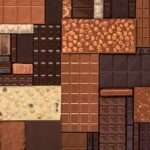 Many different types of chocolate blocks arranged together